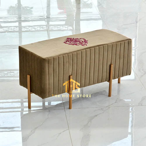Luxury Two Seater Embroidered Stool With Steel Stand -05
