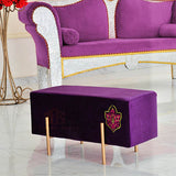 Luxury Two Seater Embroidered Wooden Stool - 09