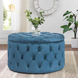 Velvet Round Ottoman Storage Bench