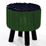 Wooden Pleated Round Stool - 01