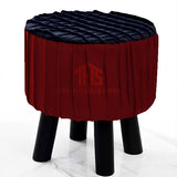 Wooden Pleated Round Stool - 01