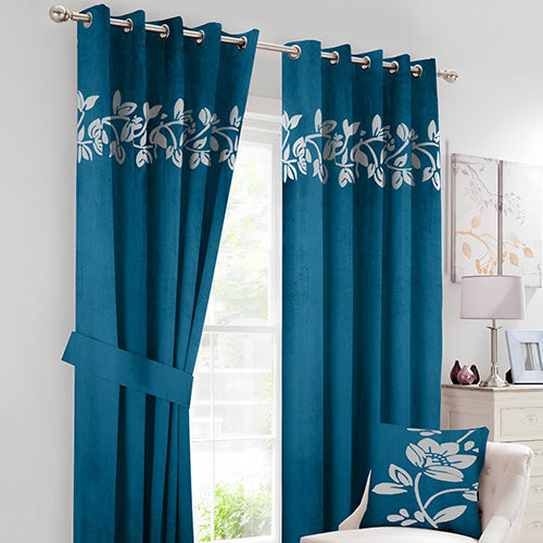 Luxury Floral Velvet Curtains - 07