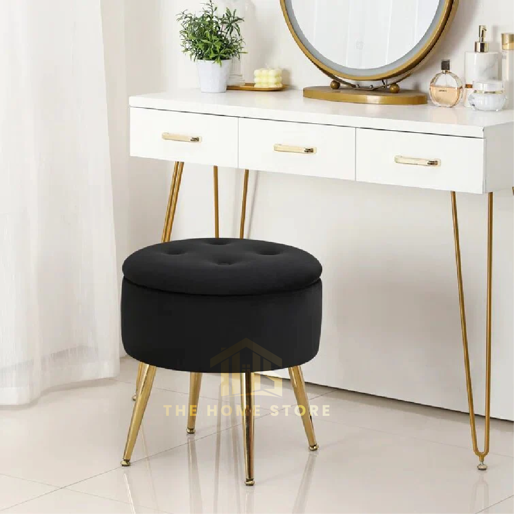 Luxury Round Stool With Steel Stand - 16